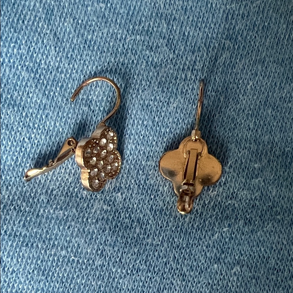 Elegant Gold and Silver Crystal Earrings - Picture 3 of 4